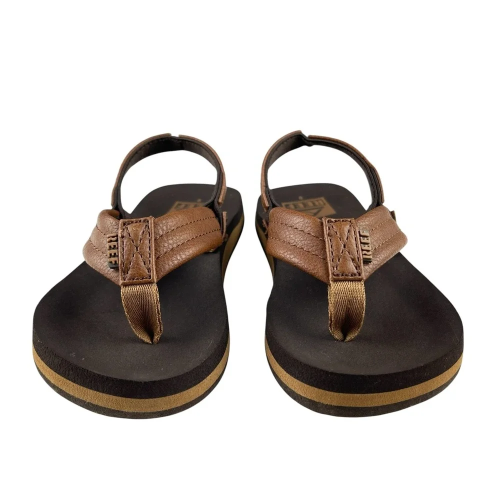 Reef Little Ahi Flip Flop Sandals Toddler Size 9 Brown Faux Leather Backstrap